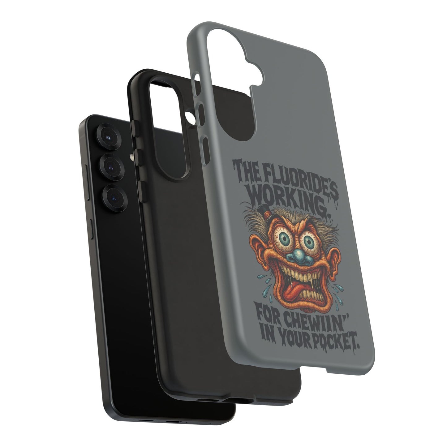 Phone Case — Retro Horror Graphic “The Fluoride’s Working” Shock Art