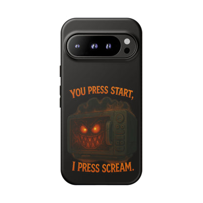 Phone Case — "You Press Start, I Press Scream" Spooky Retro Game Controller Design