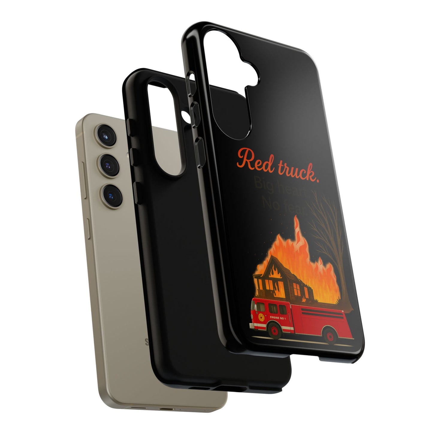 Phone Case — 'Red truck' Fire Truck Design, Vintage Firefighter Gift