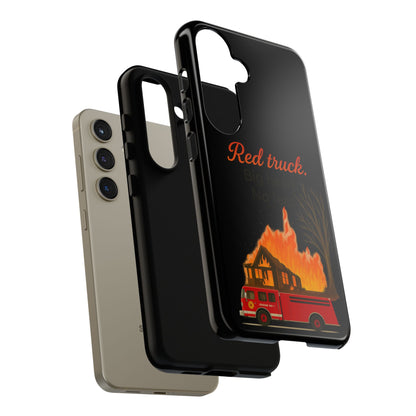 Phone Case — 'Red truck' Fire Truck Design, Vintage Firefighter Gift