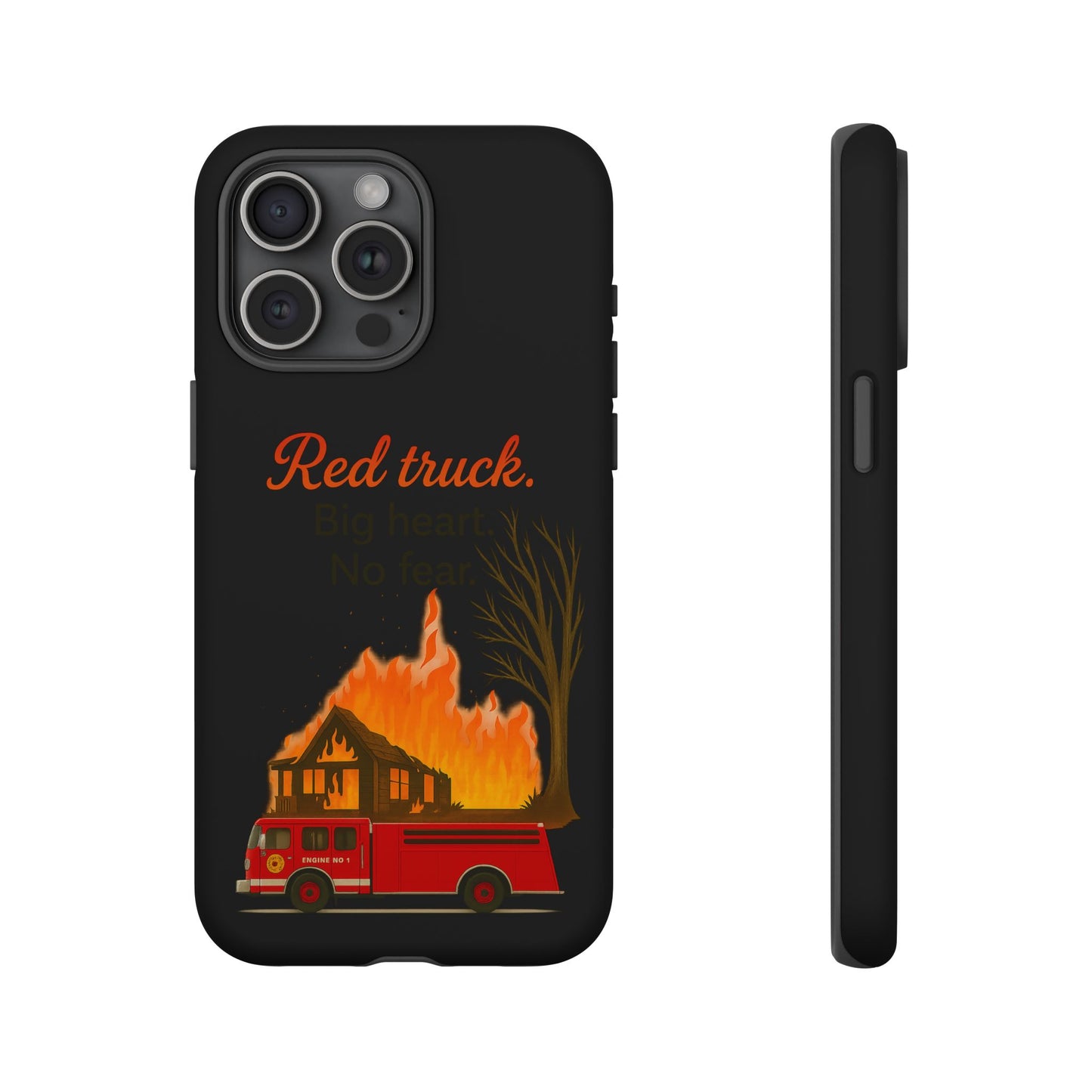 Phone Case — 'Red truck' Fire Truck Design, Vintage Firefighter Gift