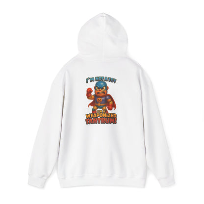 Weaponized Tantrum Hoodie — Funny Superhero Cat Graphic Sweatshirt