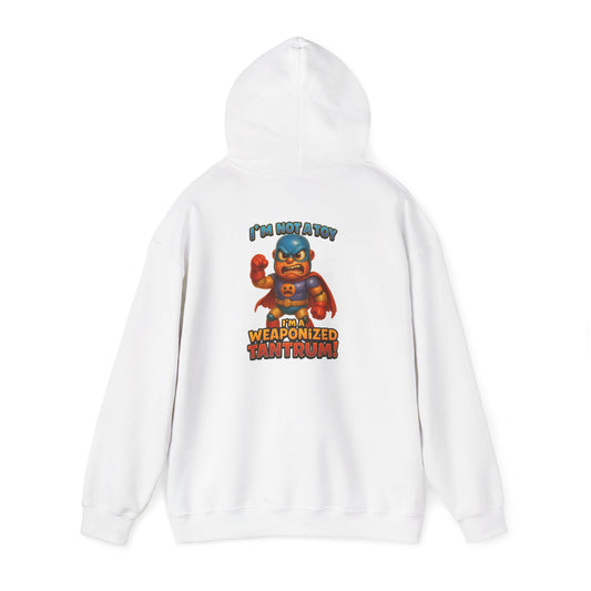 Weaponized Tantrum Hoodie — Funny Superhero Cat Graphic Sweatshirt