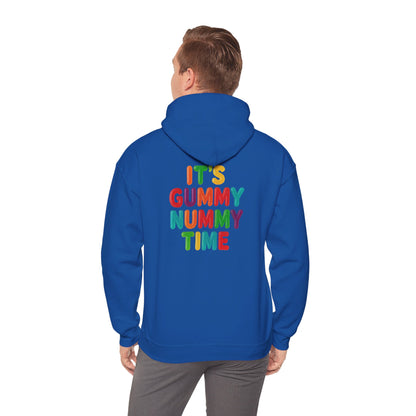Gummy Nummy Time Hoodie — Colorful Retro Candy Phrase Pullover