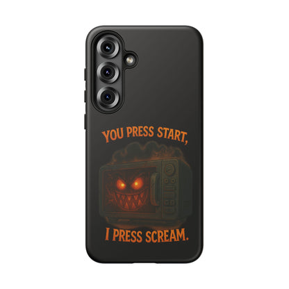 Phone Case — "You Press Start, I Press Scream" Spooky Retro Game Controller Design
