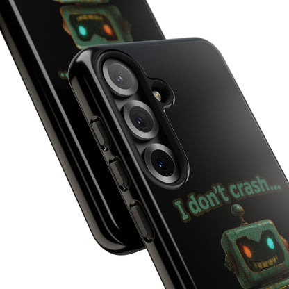 Phone Case — "I Don't Crash... I Recalibrate" Retro Robot Protective Cover