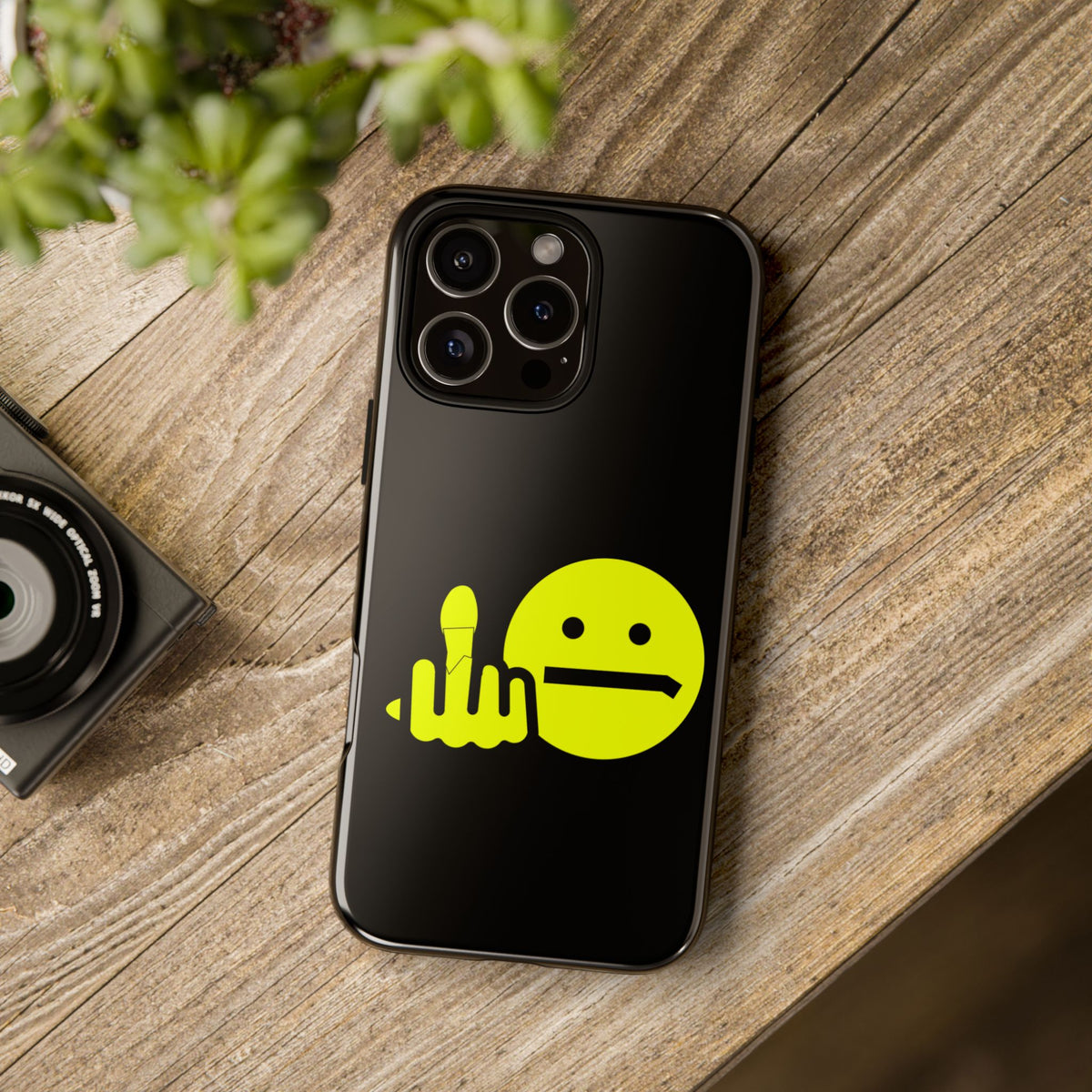 Phone Case — Neon Middle Finger Emoji Graphic