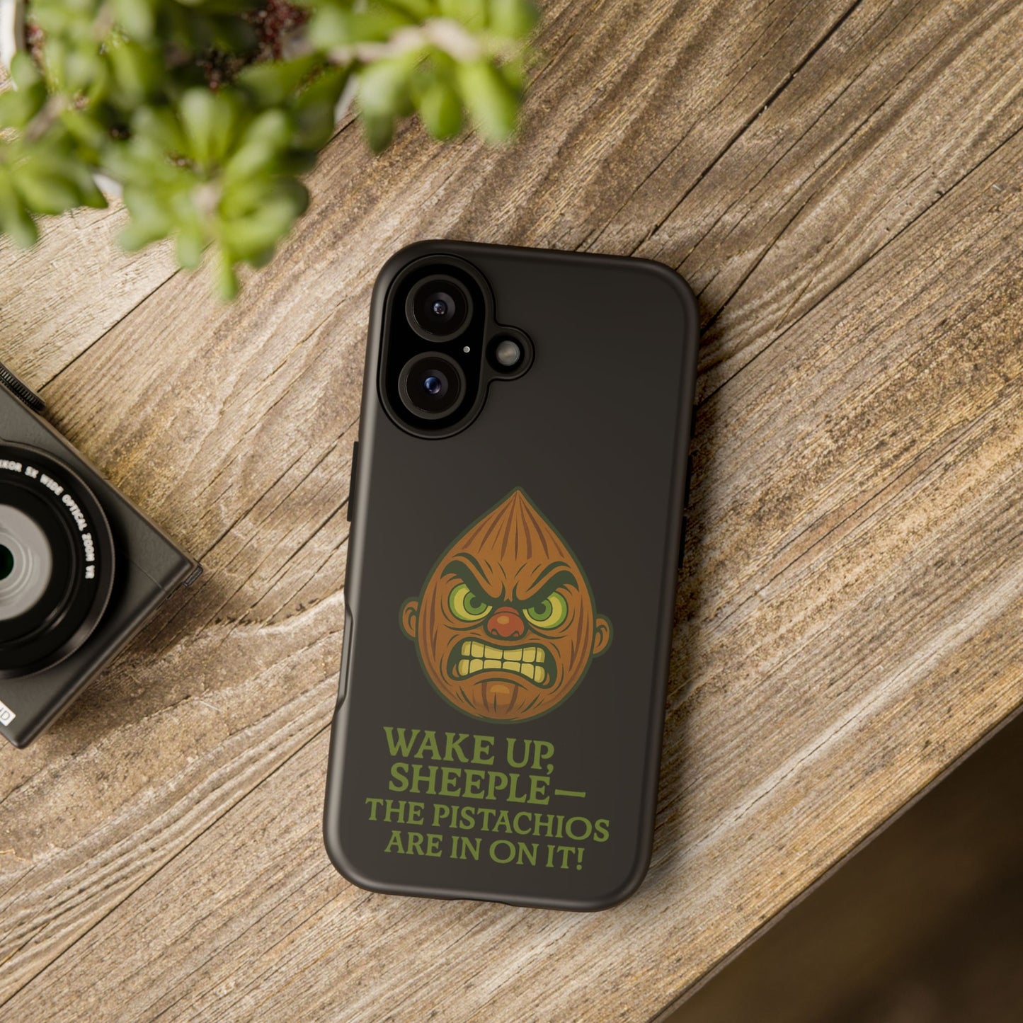 Angry Pistachio Phone Case — "Wake Up, Sheeple — The Pistachios Are In On It!"