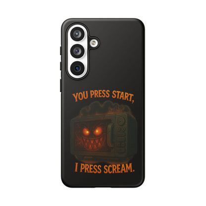 Phone Case — "You Press Start, I Press Scream" Spooky Retro Game Controller Design