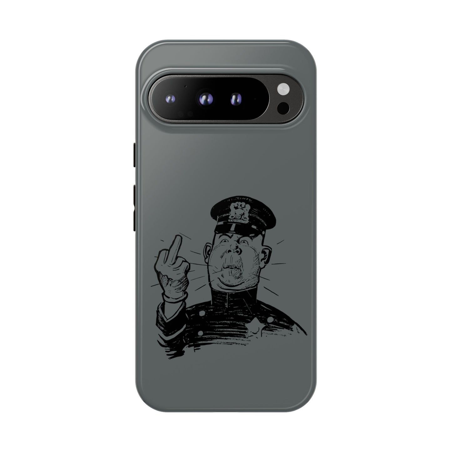 Vintage Cop Middle Finger Phone Case — Edgy Retro iPhone Protective Cover