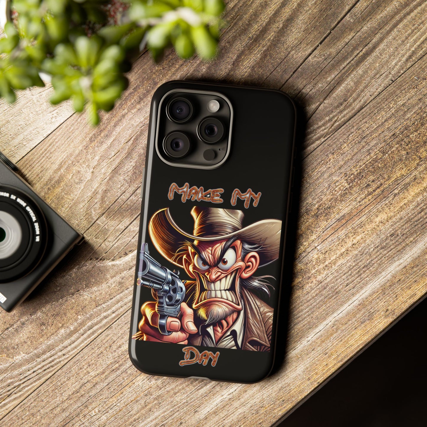 Phone Case - 'Make My Day' Cowboy Revolver Graphic Protective Case