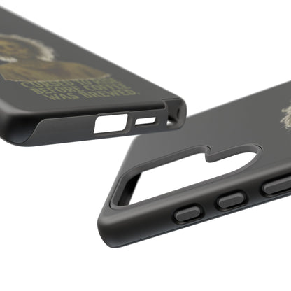 Phone Case — “Cursed to Rise Before Coffee Was Brewed” Goth Horror Design