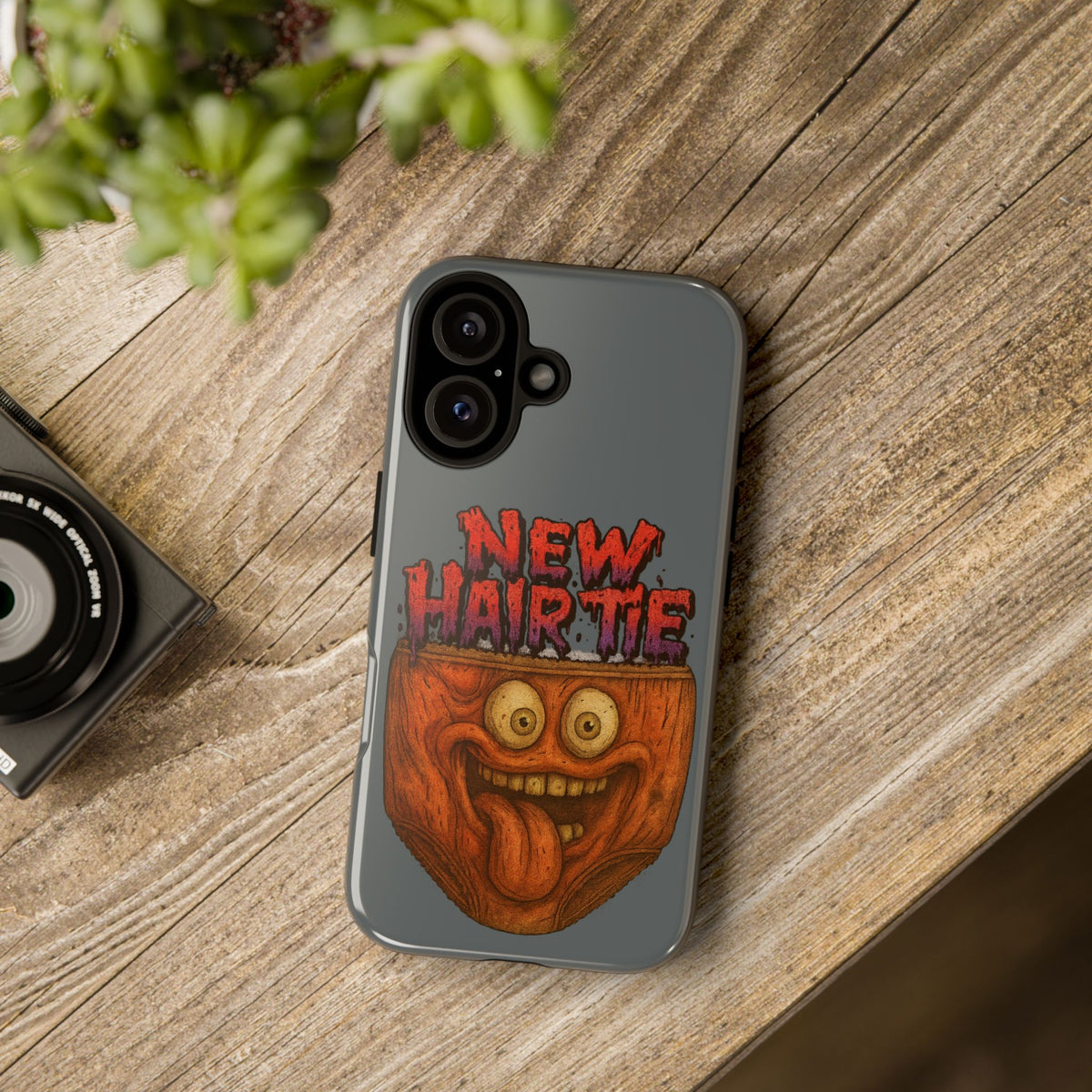Phone Case — 'New Hairte' Funny Grinning Tongue-Out Monster Design