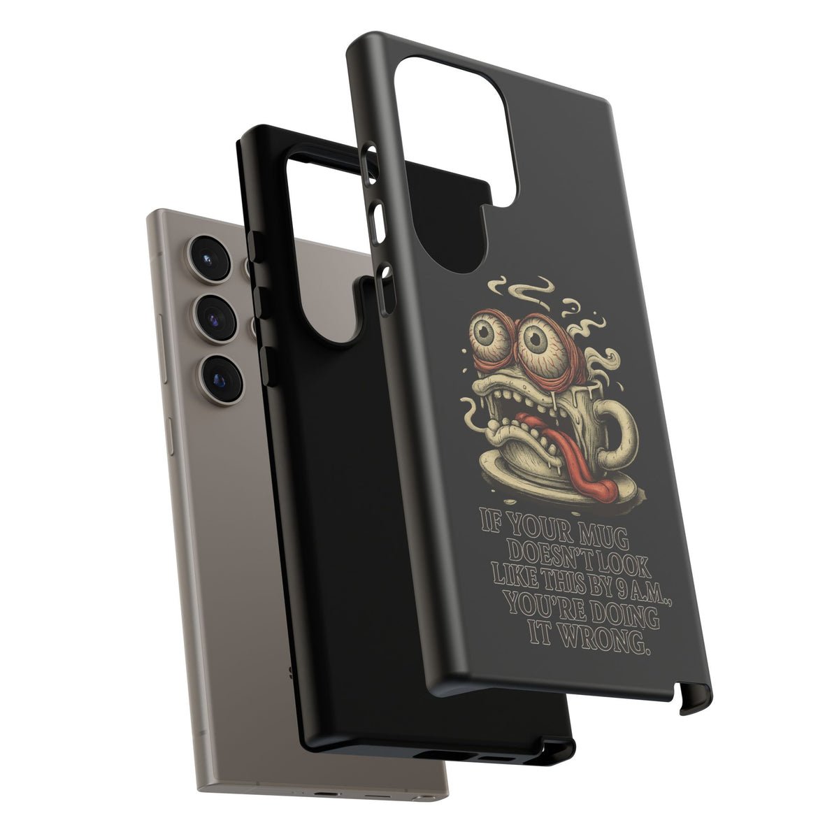 Tough Cases: Retro Hot Coffee Monster Phone Case — Funny 'If Your Mug...' Quote