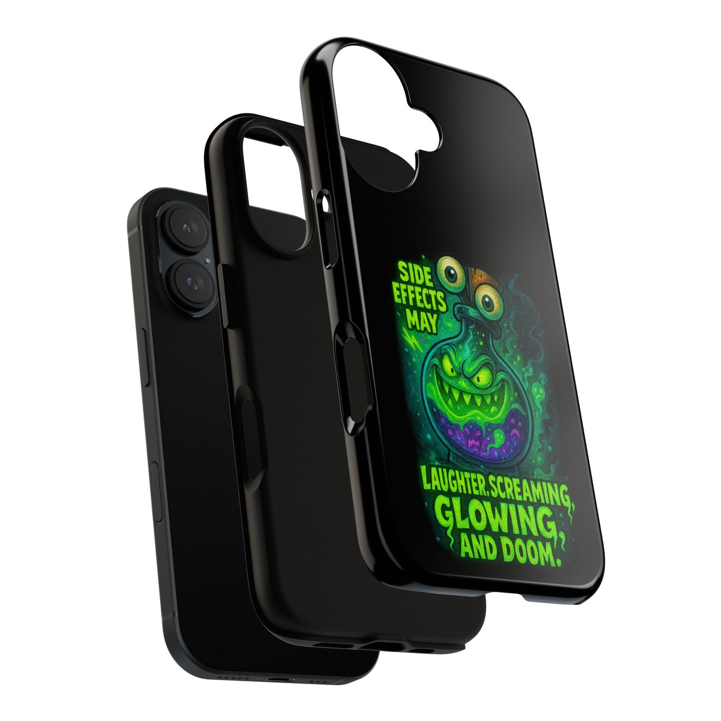 Phone Case — 'Side Effects May Include Laughter, Screaming, Glowing, and Doom' Neon Monster