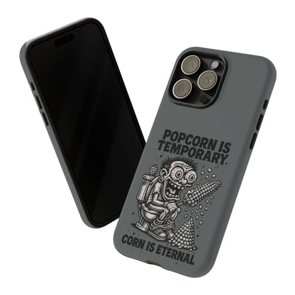 Phone Case — "Popcorn Is Temporary, Corn Is Eternal" Retro Zombie Corn Design