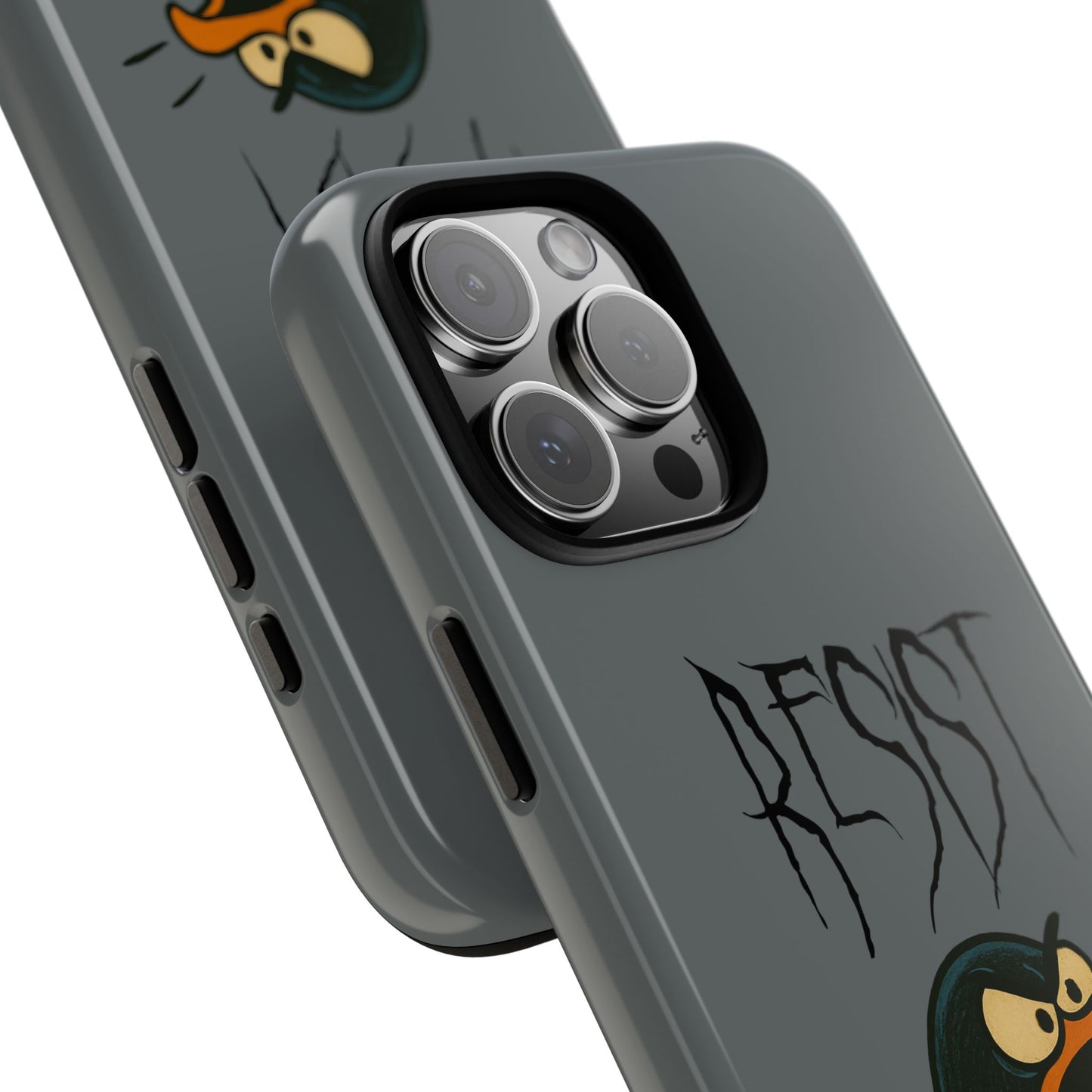Resist Angry Penguin Phone Case — Protective iPhone Case with Bold Cartoon Design