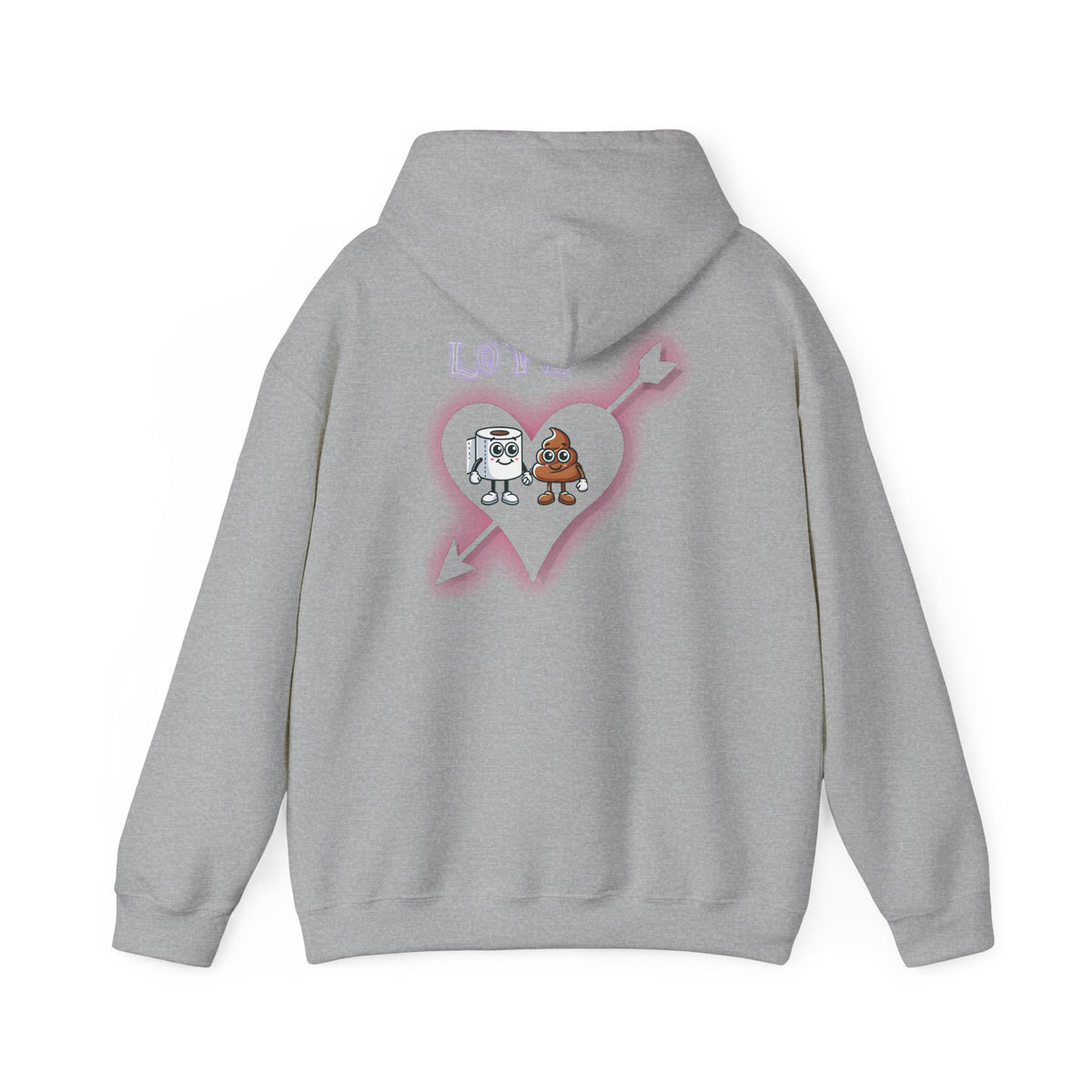 Cute Toilet Paper & Poop Heart Hoodie — Funny Bathroom Couple Graphic Sweatshirt