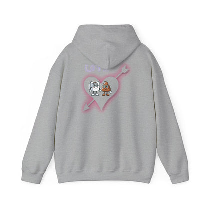 Cute Toilet Paper & Poop Heart Hoodie — Funny Bathroom Couple Graphic Sweatshirt