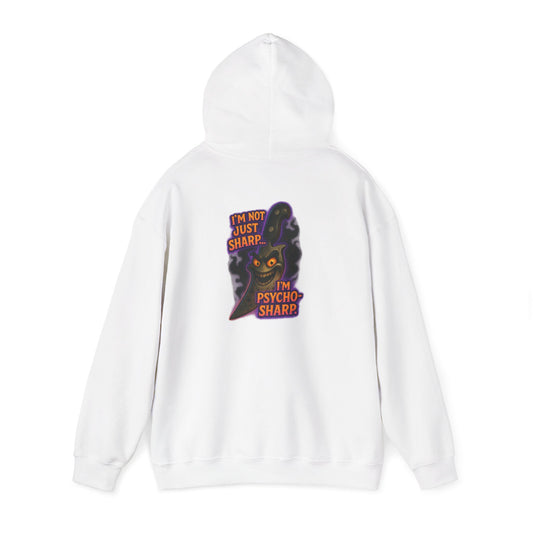Hoodie — 'I'm Just Sharp, I'm Psycho Sharp' Cat Graphic Pullover