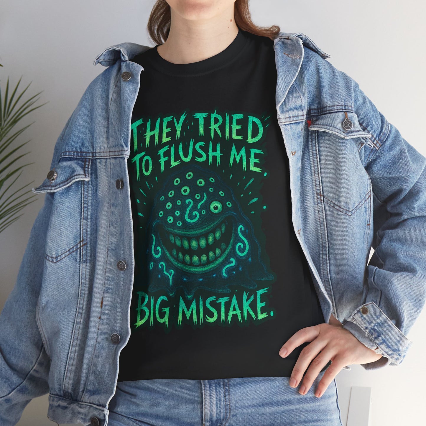 They Tried To Flush Me Big Mistake Tee | Creepy Smiling Face Graphic