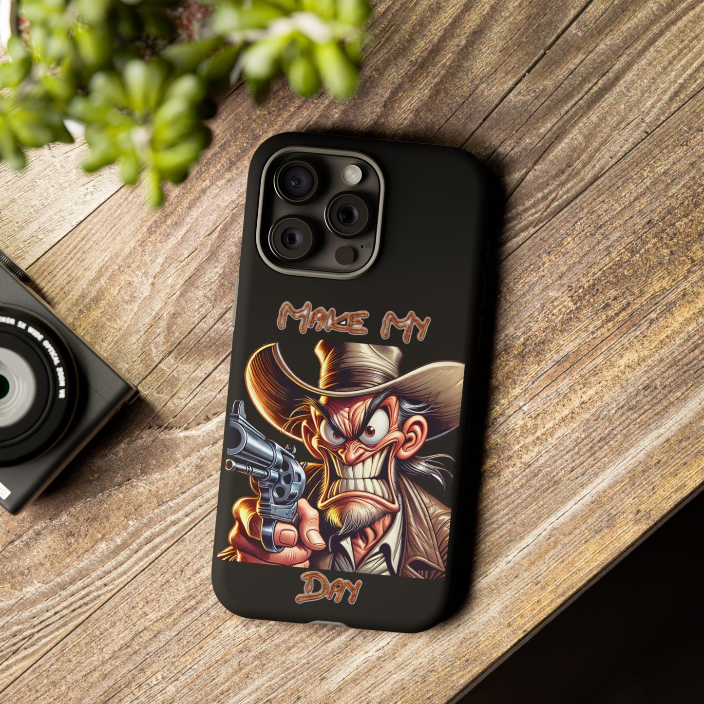 Phone Case - 'Make My Day' Cowboy Revolver Graphic Protective Case
