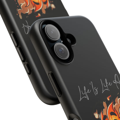 Cute Flaming Dumpster Phone Case — "Life Is Lit" Funny Burnout Phone Cover
