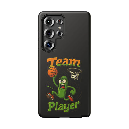 Team Player Basketball Phone Case — Cute Cartoon Pickle Dunk Phone Cover