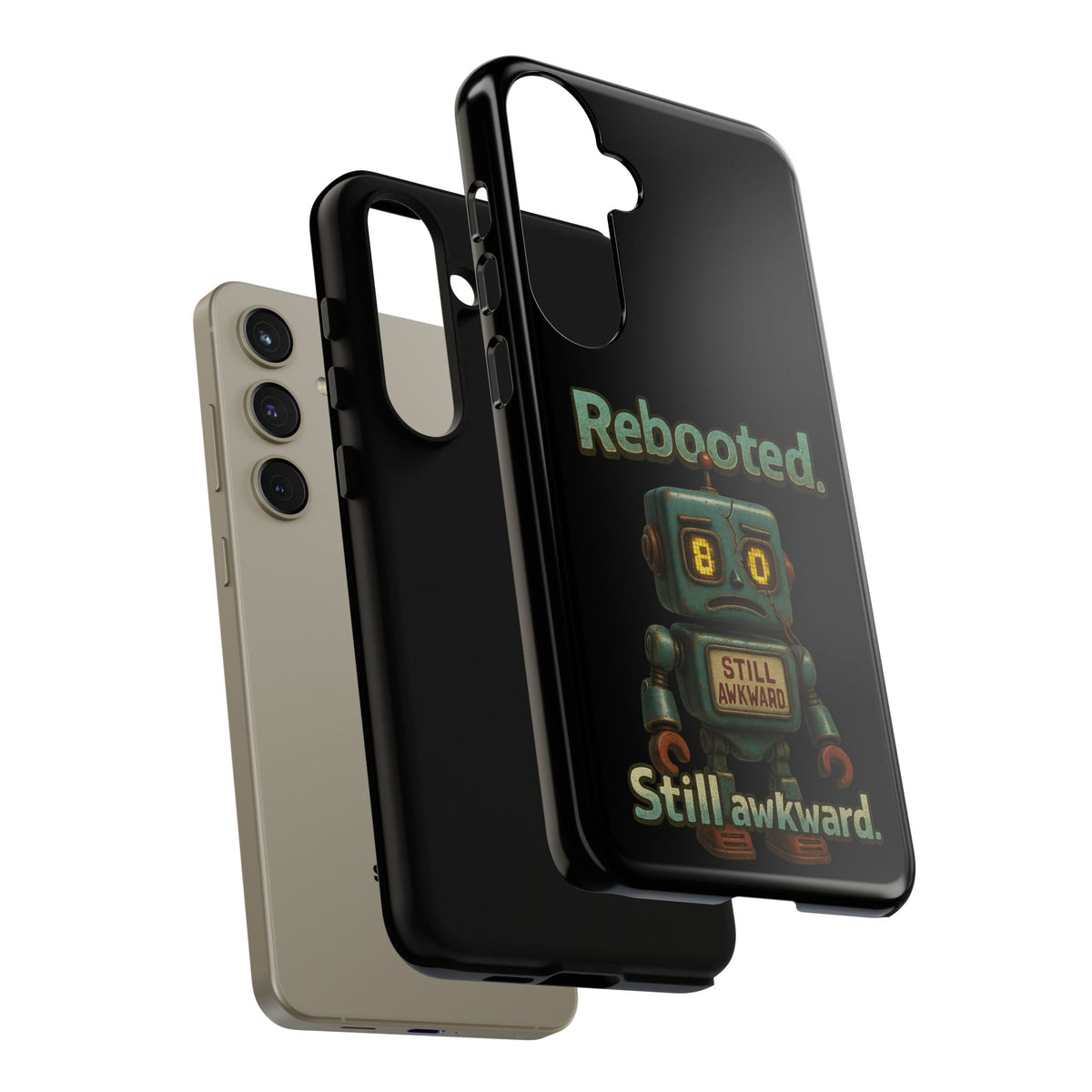 Phone Case — 'Rebooted. Still Awkward.' Retro Robot Protective Cover