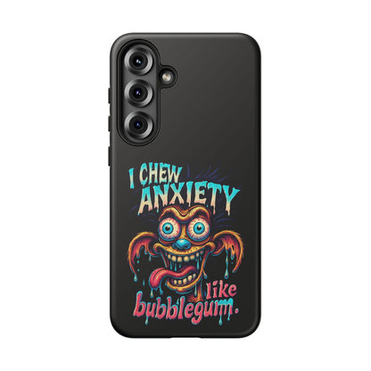 Phone Case — "I Chew Anxiety Like Bubblegum" Retro Monster Design
