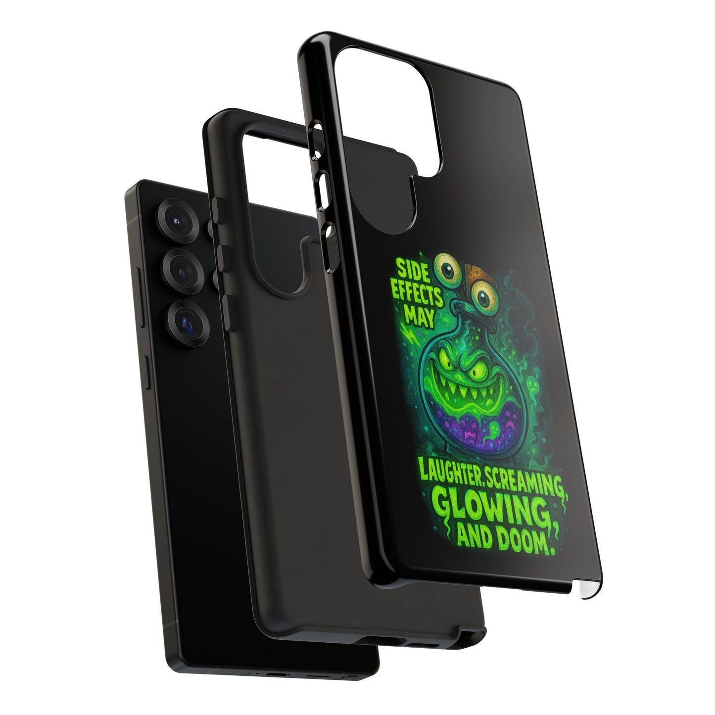 Phone Case — 'Side Effects May Include Laughter, Screaming, Glowing, and Doom' Neon Monster