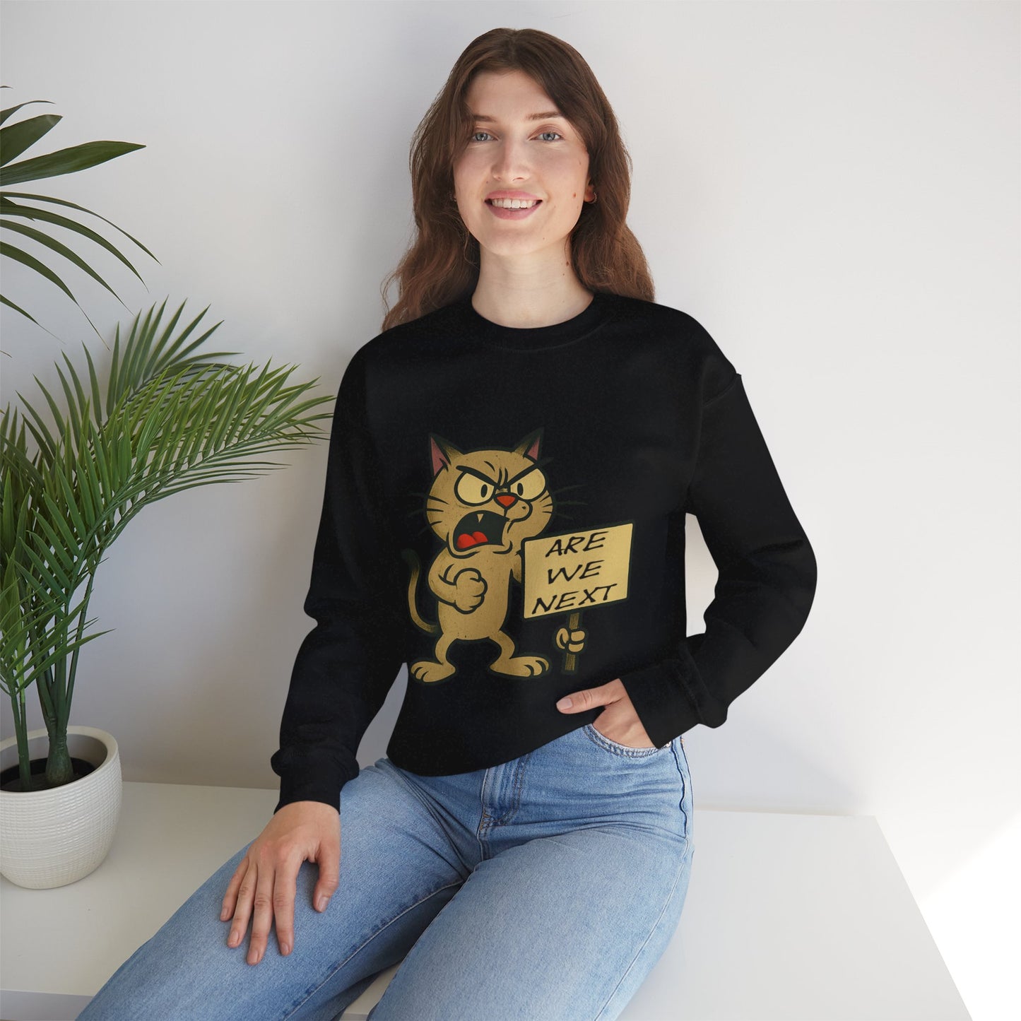 Are We Next – Angry Cat Protest Crewneck Sweatshirt