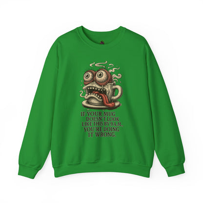 9 A.M. Coffee Mug Face Crewneck Sweatshirt