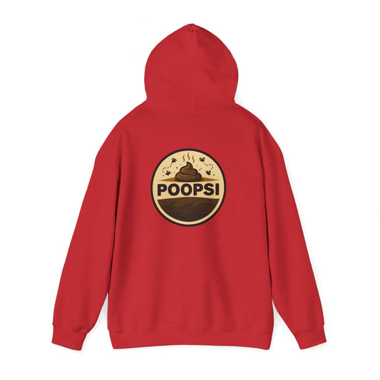 Funny 'POOPSI' Logo Hoodie — Retro Poop Emoji Graphic Pullover