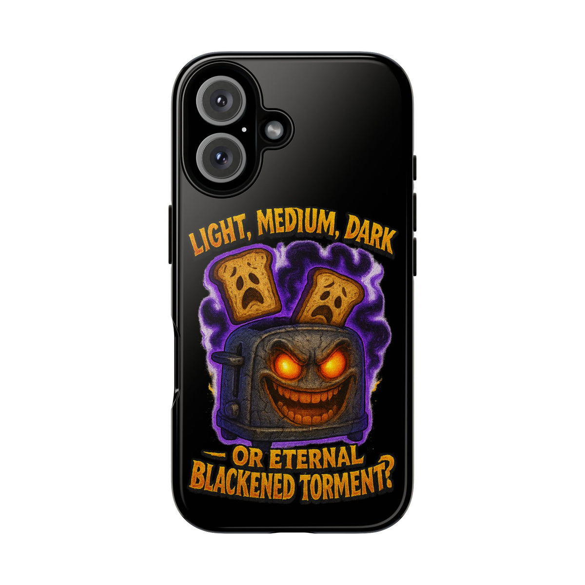 Phone Case — 'Light, Medium, Dark or Eternal Blackened Torment?' Spooky Toast & Toaster Horror Design