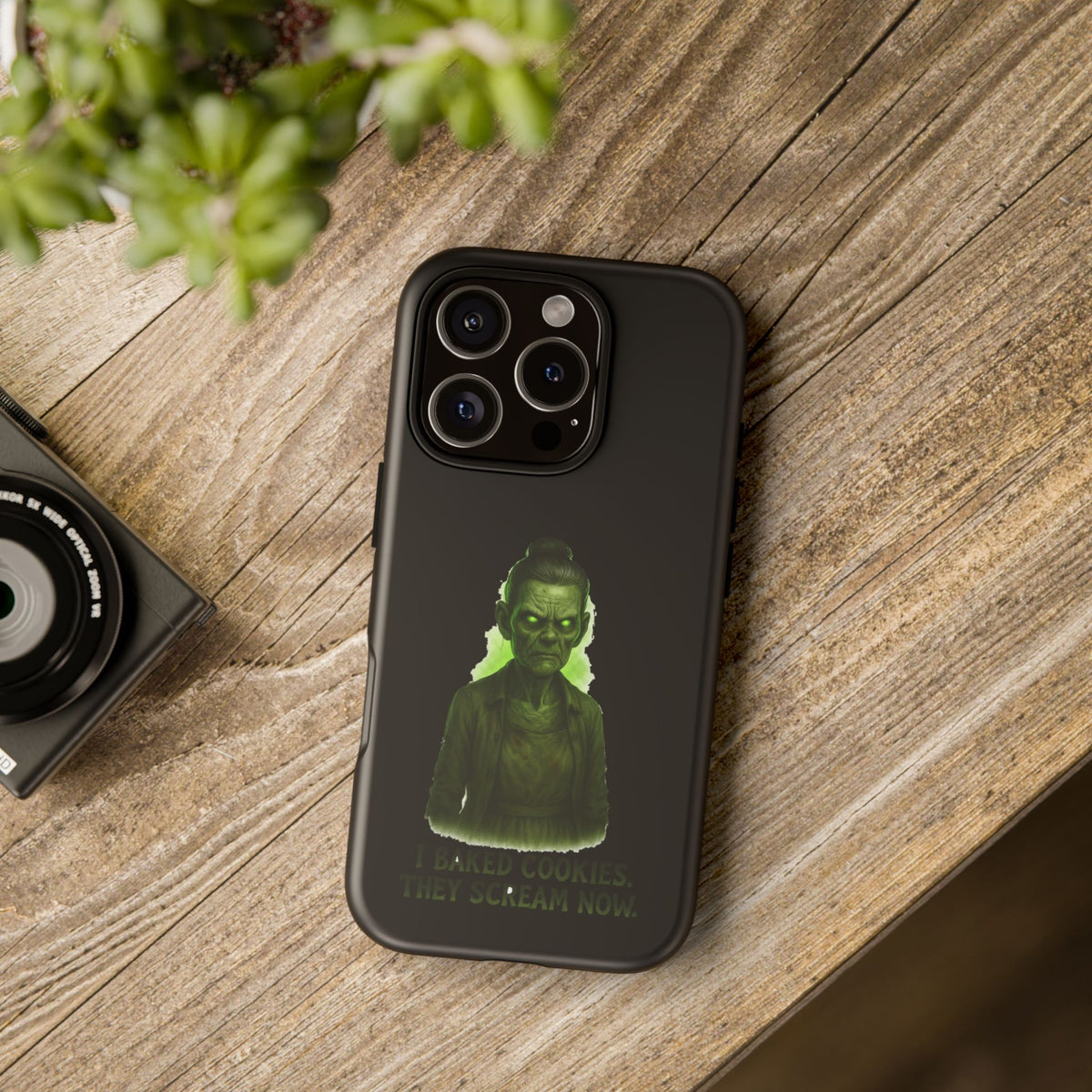 Spooky Green Ghost Phone Case — "I Baked Cookies, They Scream Now" Horror iPhone Cover