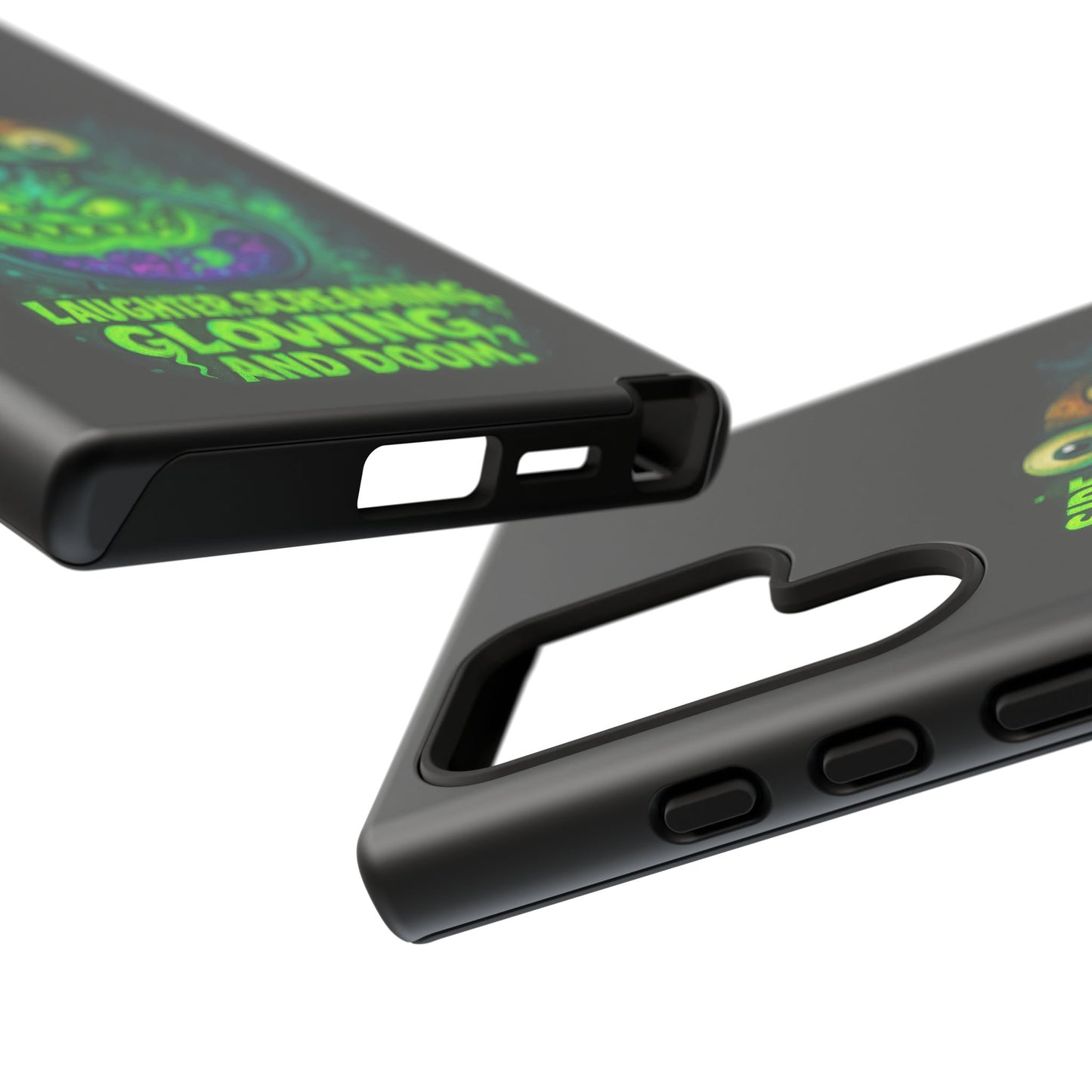 Phone Case — 'Side Effects May Include Laughter, Screaming, Glowing, and Doom' Neon Monster