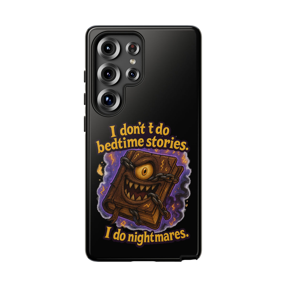 Phone Case — "I Don't Do Bedtime Stories, I Do Nightmares" Horror Book Design