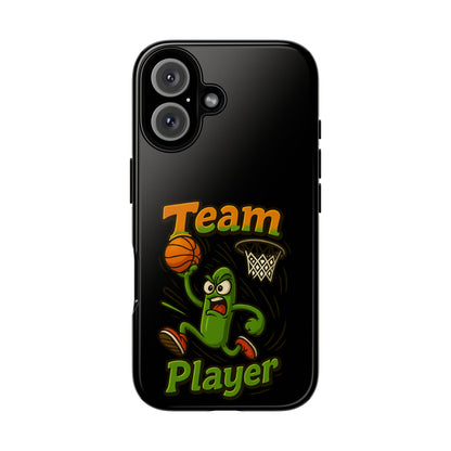 Team Player Basketball Phone Case — Cute Cartoon Pickle Dunk Phone Cover