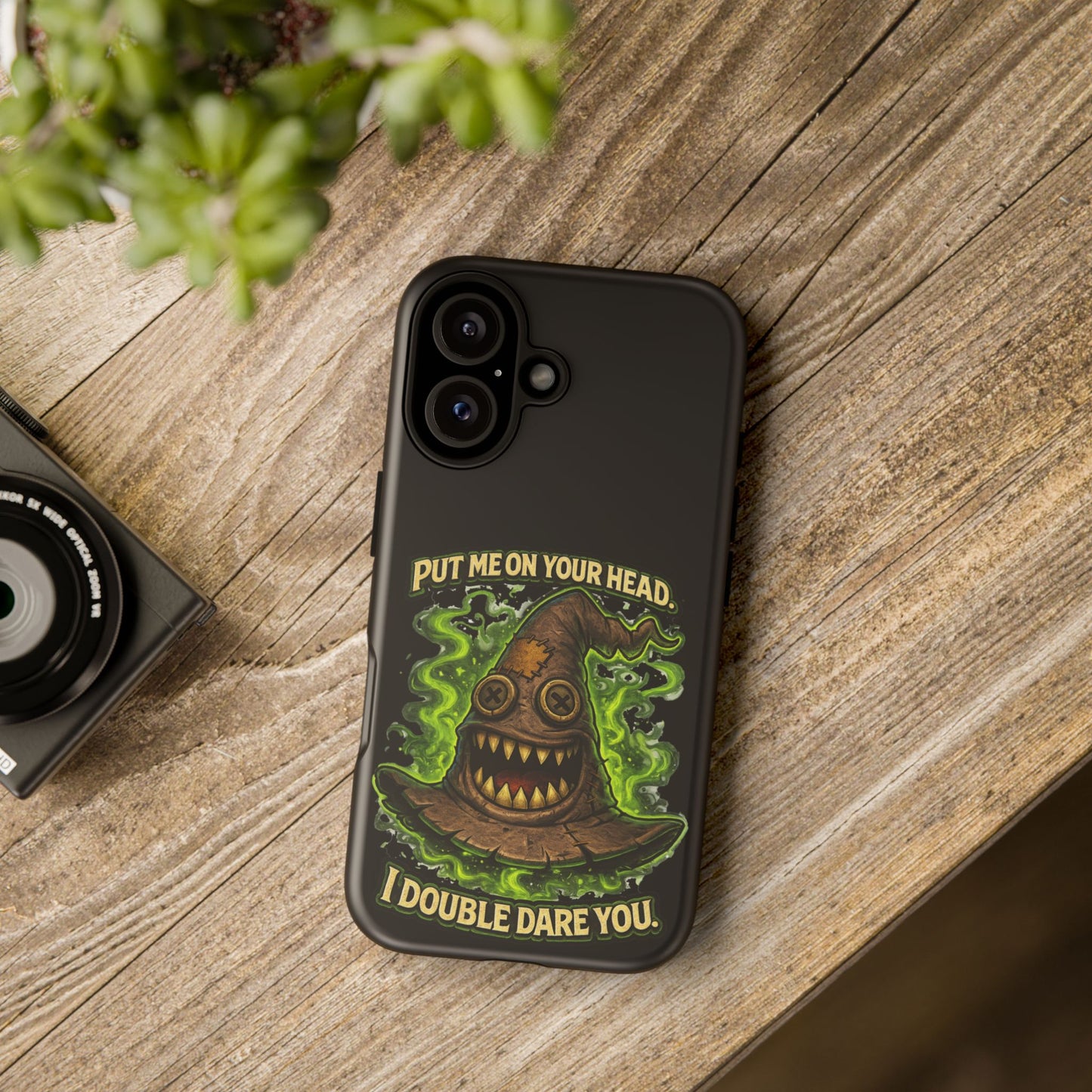 Phone Case — “Put Me On Your Head, I Double Dare You” Scary Witch Hat Design
