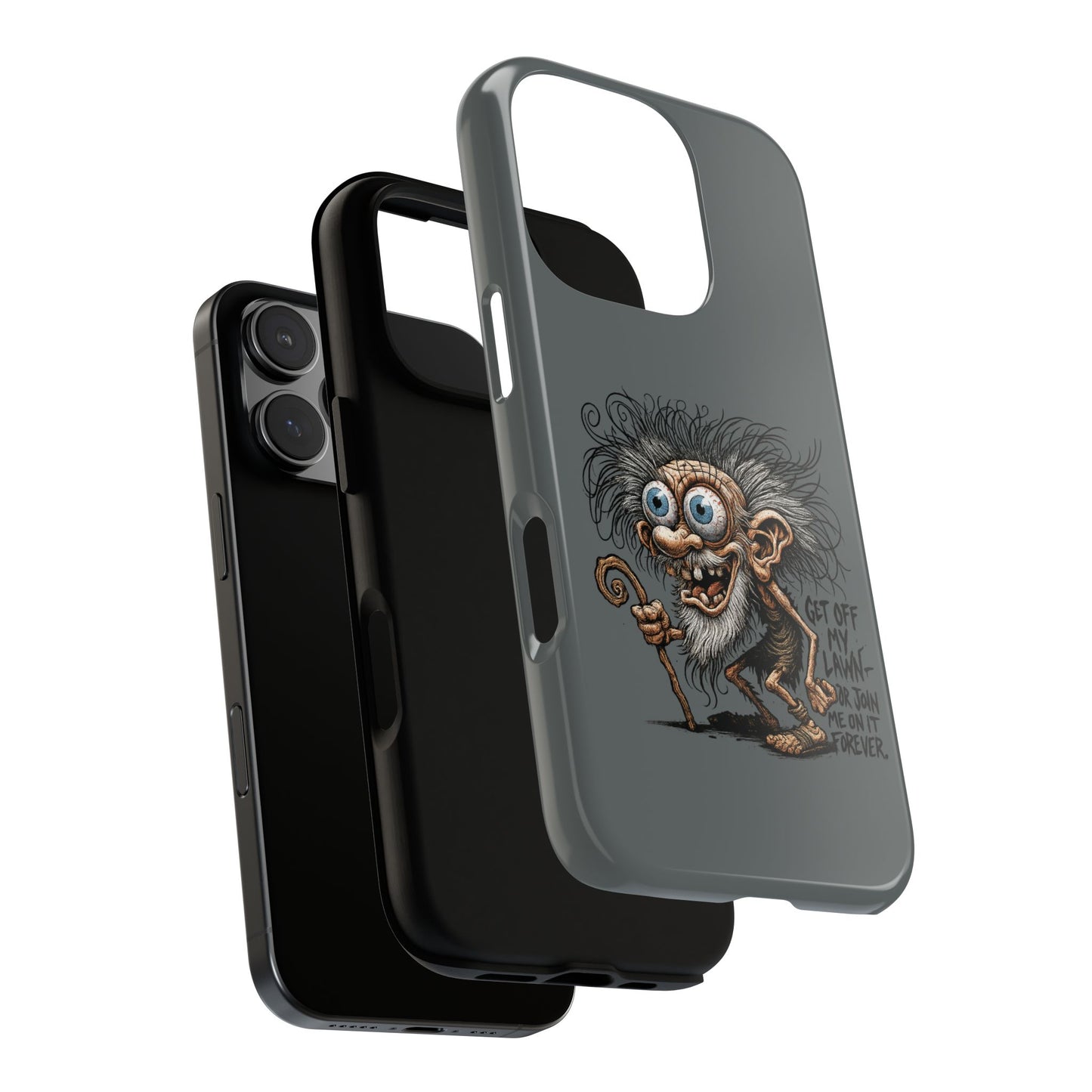 Phone Case — Funny Grumpy Troll Design: “Get Off My Lawn” Protective Cover