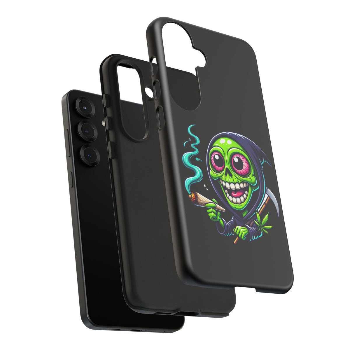 Grinning Stoner Grim Reaper Phone Case – Cannabis Skull iPhone Cover