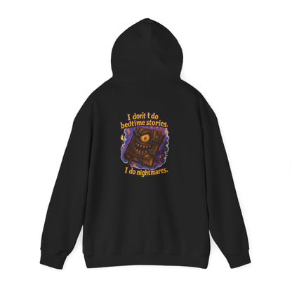 Nightmare Book Hoodie — "I Read Bedtime Stories, I Do Nightmares" Graphic Hoodie