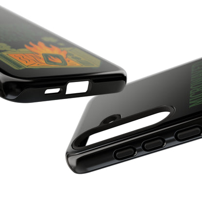 Microwaved Memories Phone Case — 'Microwaved Memories. Tasted Like Regret.' Retro Fire Design