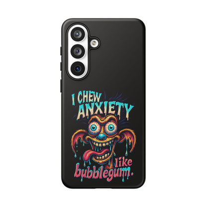 Phone Case — "I Chew Anxiety Like Bubblegum" Retro Monster Design