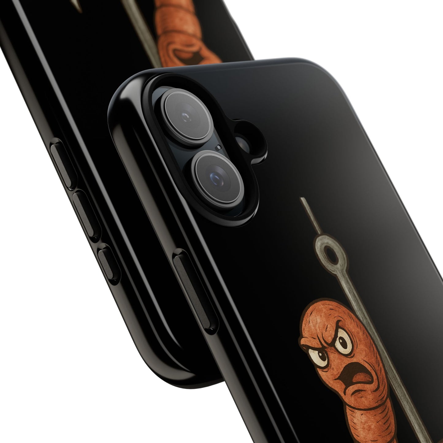 Angry Worm on Hook Phone Case – Funny Fishing Humor Protective Cover