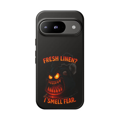 Phone Case — 'Fresh Linen? I Smell Fear.' Spooky Pumpkin Horror Protective Case