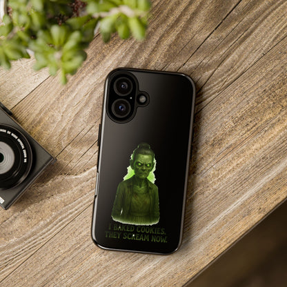 Spooky Green Ghost Phone Case — "I Baked Cookies, They Scream Now" Horror iPhone Cover