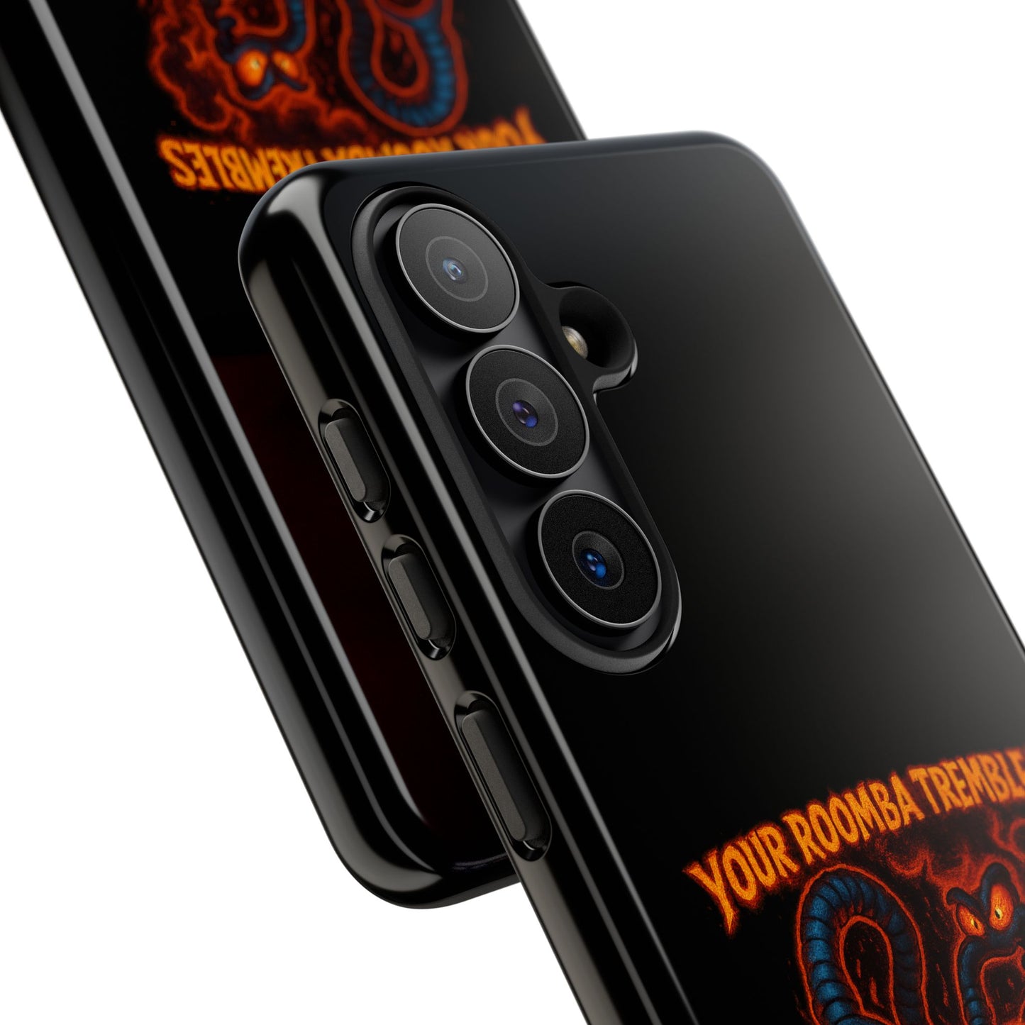 Phone Case — "Your Roomba Trembles at My Name" Fiery Cat Design