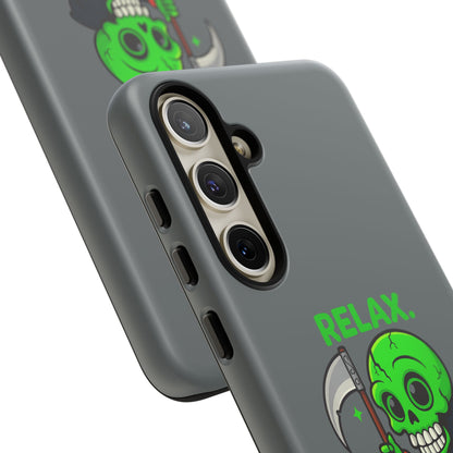 Phone Case — 'Relax. I Only Reap on Weekdays.' Cute Green Grim Reaper Protective Cover